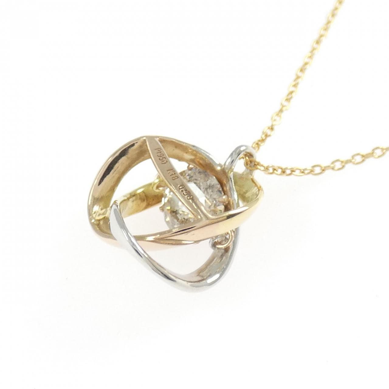 K18YG/PT950/K18PG ダイヤモンド ネックレス 0.50CT