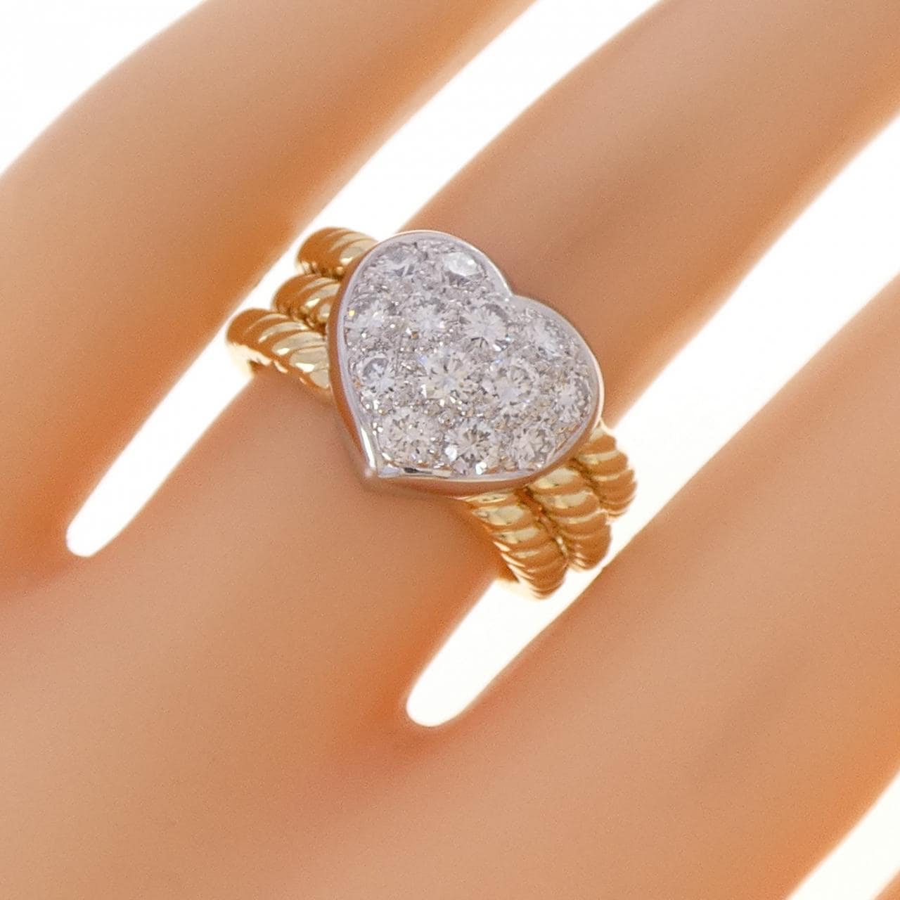 750YG/PT900 ハート ダイヤモンド リング 0.86CT