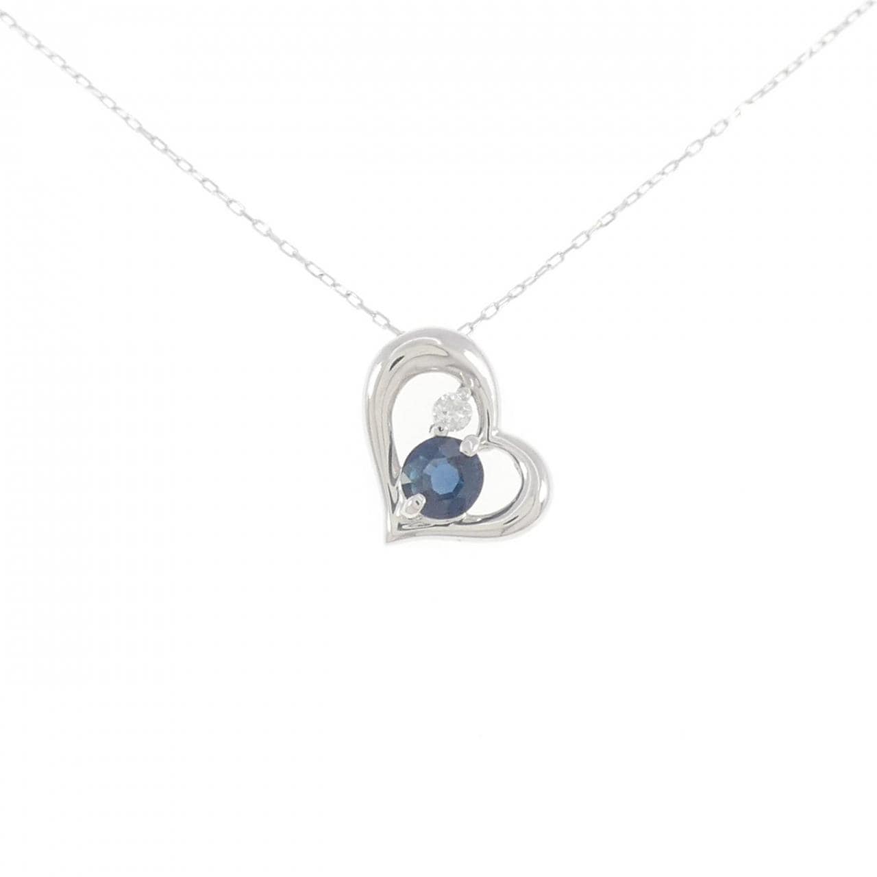 K14WG/K18WG Heart Sapphire Necklace