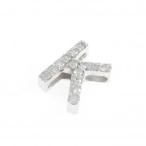 K18WG イニシャルK ダイヤモンド ペンダント 0.28CT