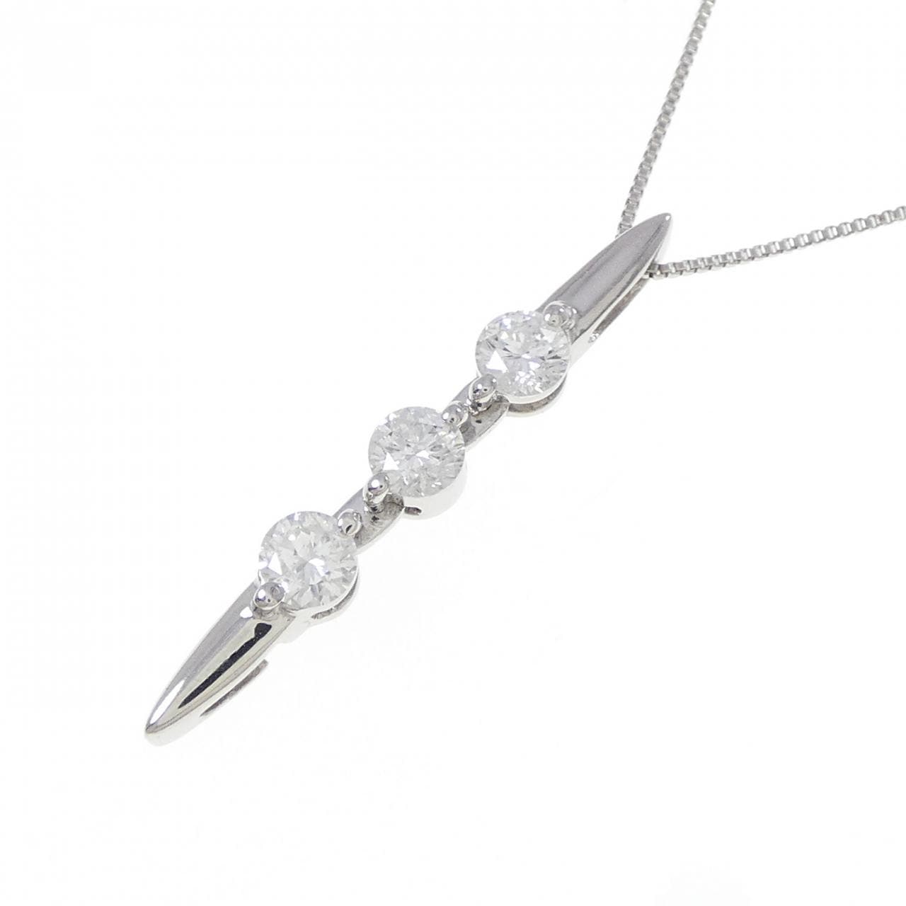 PT900/PT850 2WAY スリーストーン ダイヤモンド ネックレス 0.50CT