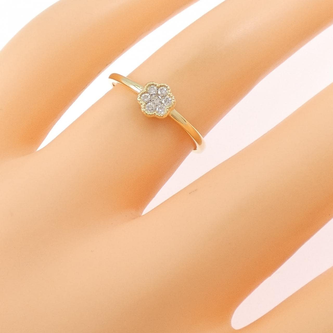 K18YG フラワー ダイヤモンド リング 0.10CT
