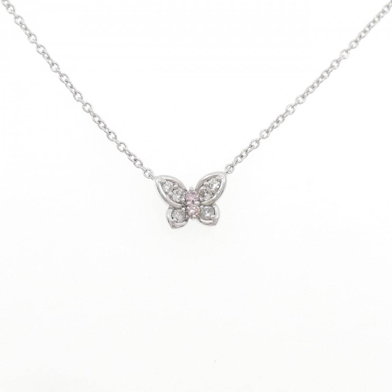 PT900/PT850 バタフライ ピンクダイヤモンド ネックレス 0.06CT