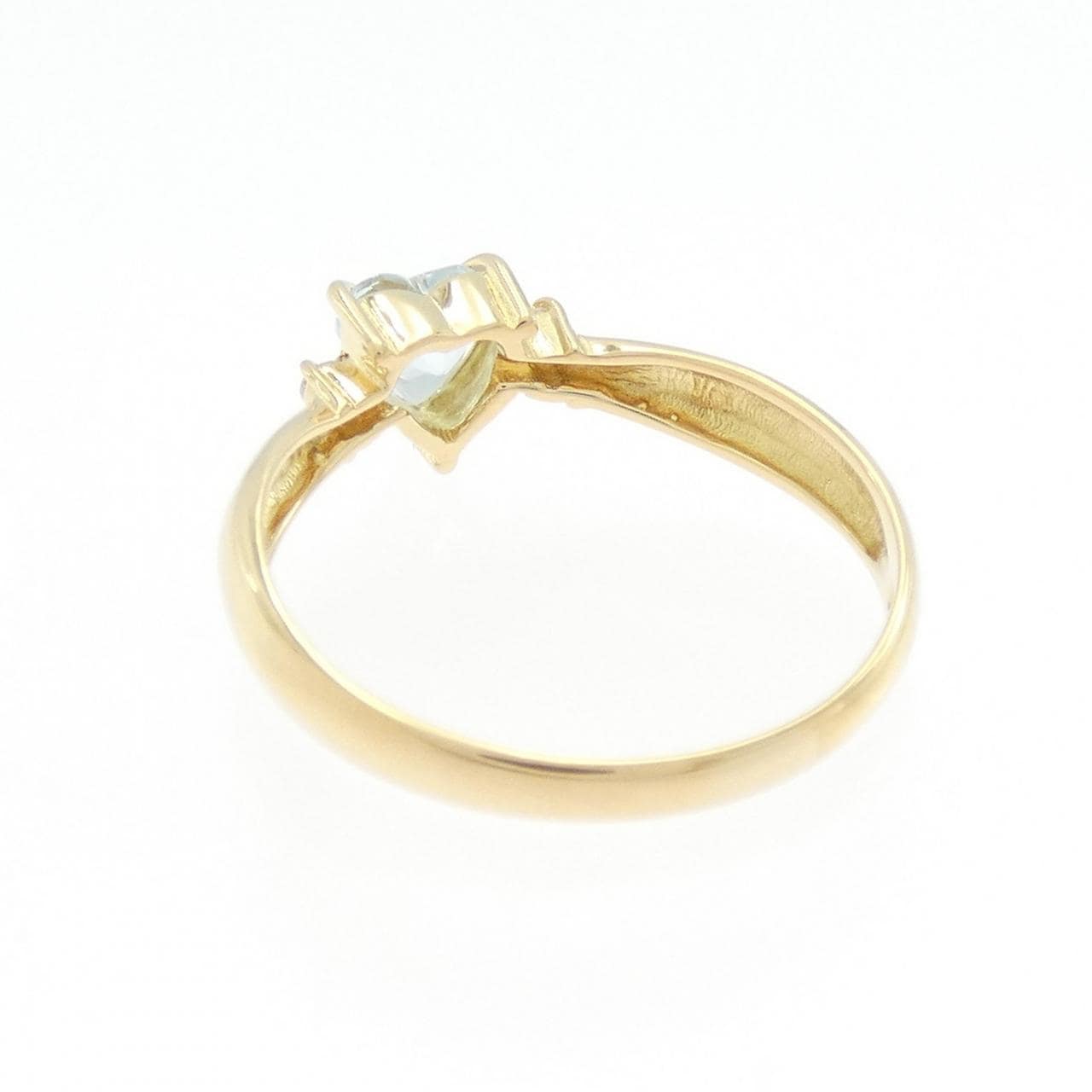 K18YG 心形海藍寶戒指