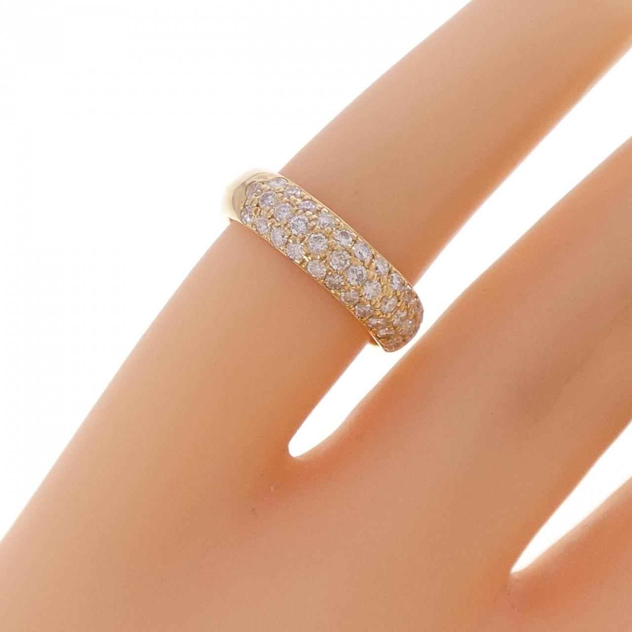 K18YG パヴェ ダイヤモンド ピンキーリング 0.37CT