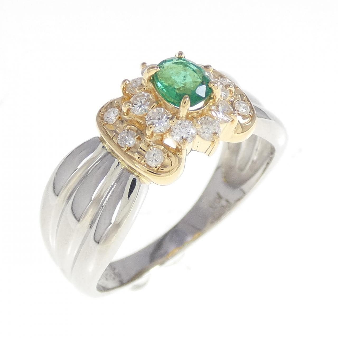 PT900/K18YG Emerald Ring 0.28CT