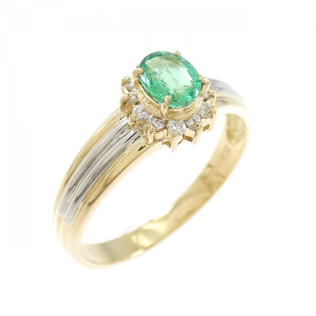 K18YG/PT900 エメラルド リング 0.28CT