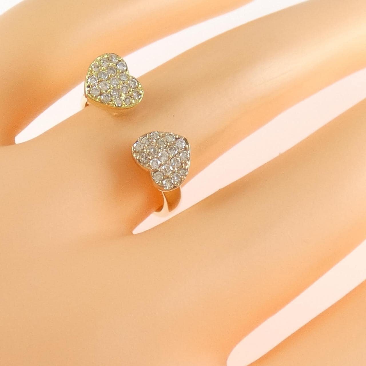 K18YG/K18PG ハート ダイヤモンド リング 0.30CT