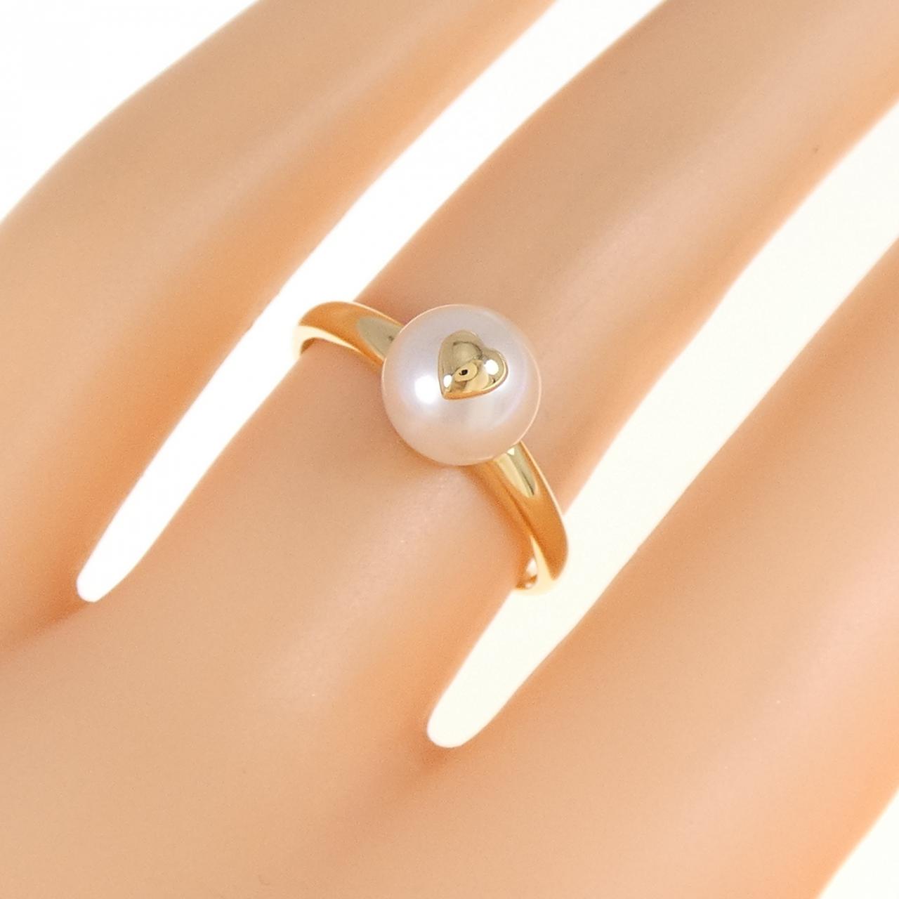 K18YG ハート アコヤパール リング 7mm