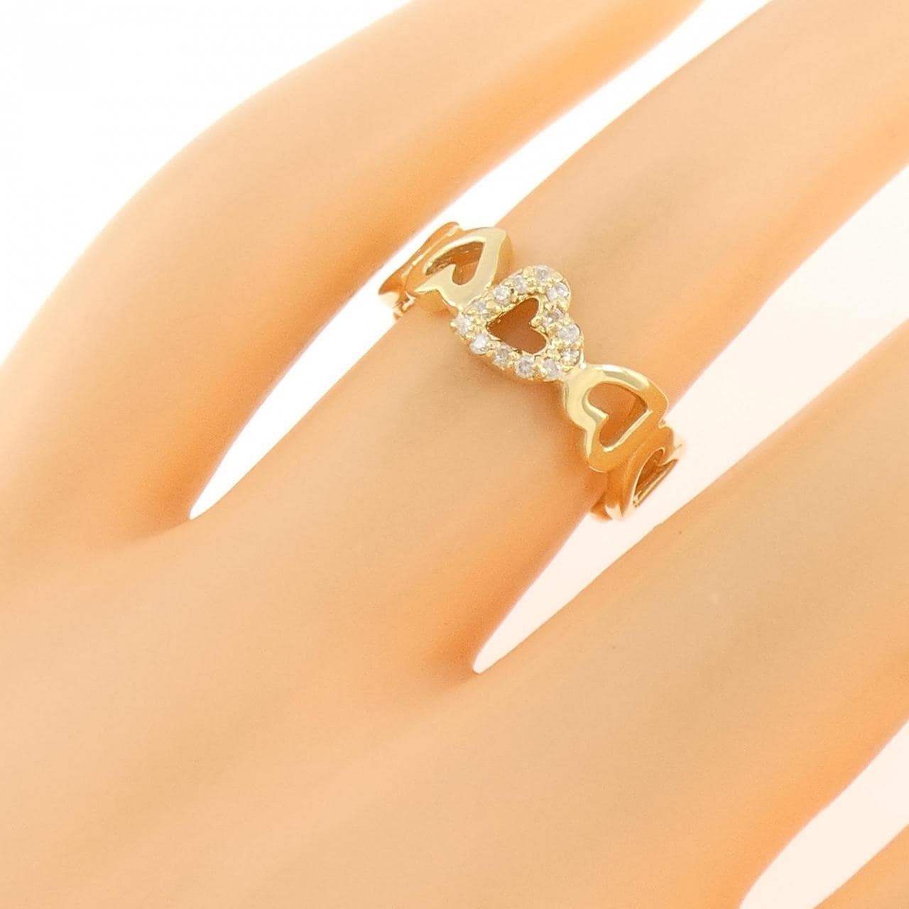 K18YG ハート ダイヤモンド リング 0.09CT