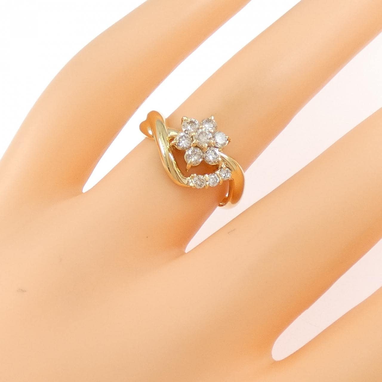 K18YG フラワー ダイヤモンド リング 0.50CT