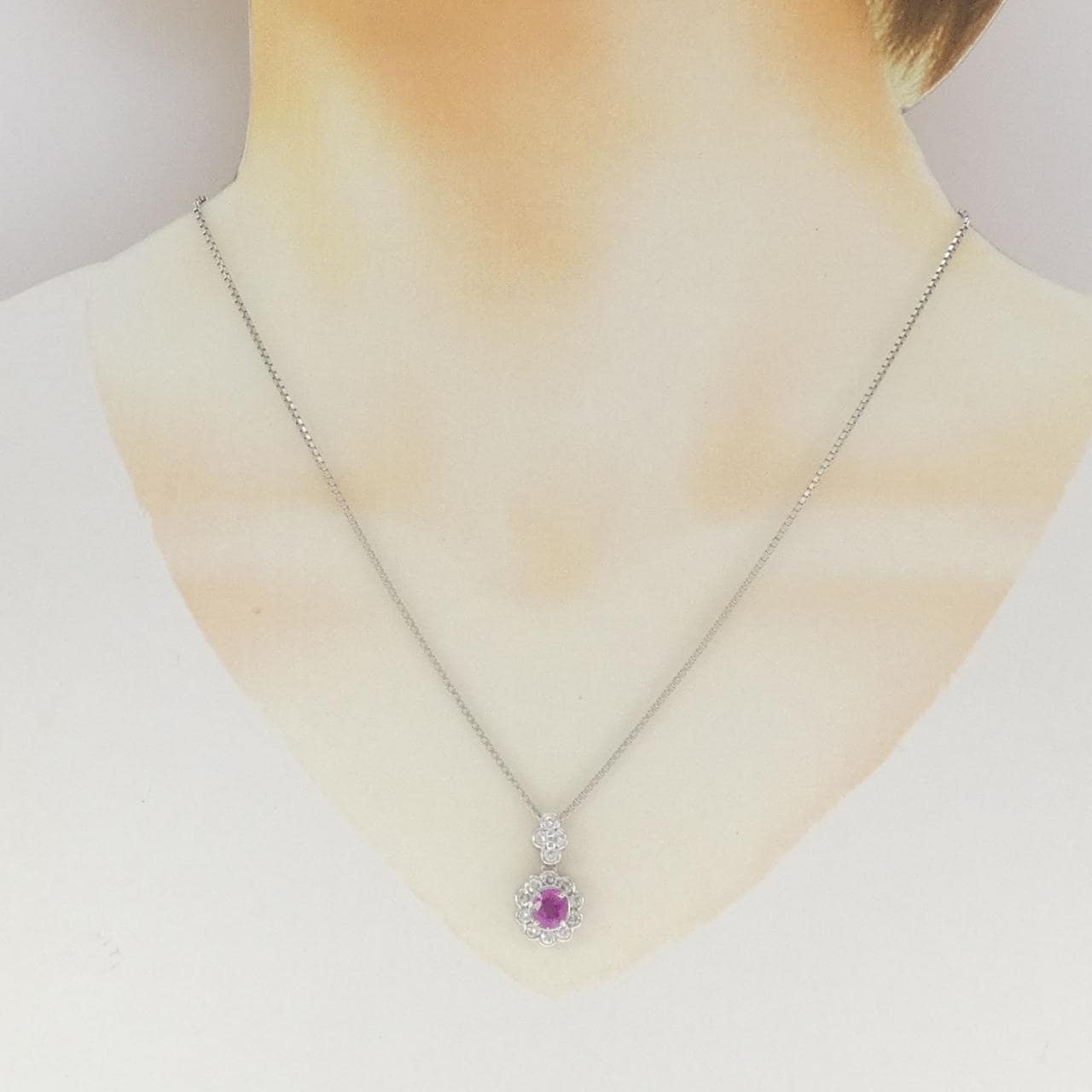 PT900/PT850  フラワー サファイヤ ネックレス 1.09CT