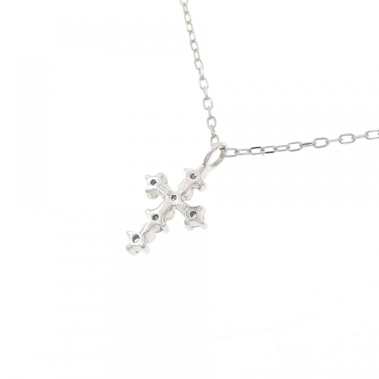 K10WG クロス ダイヤモンド ネックレス 0.04CT