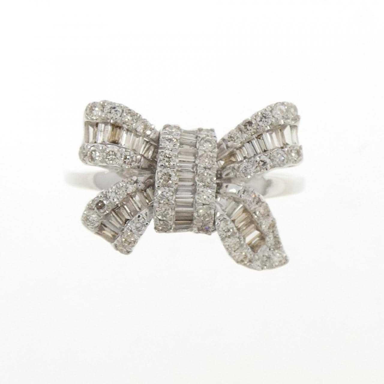 K18WG リボン ダイヤモンド リング 0.50CT
