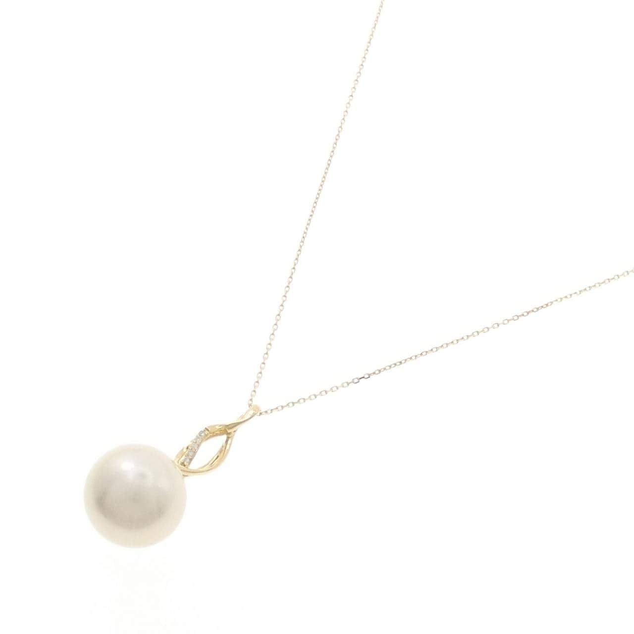 K18YG 白蝶パール ネックレス 13.4mm