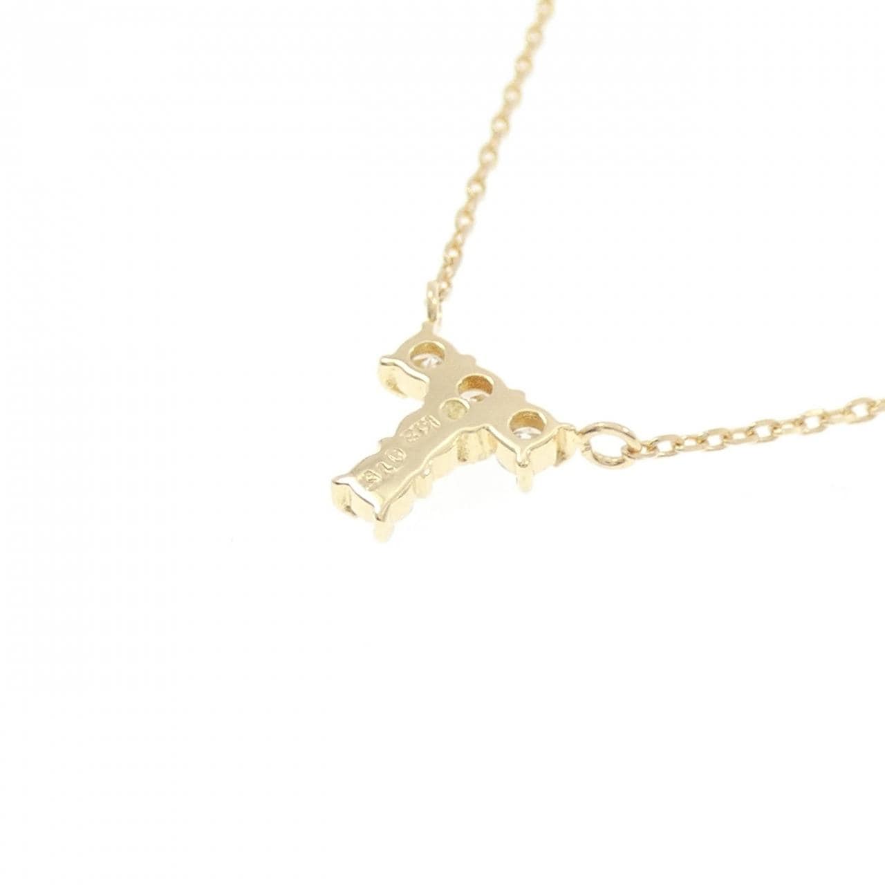 K18YG イニシャルT ダイヤモンド ネックレス 0.16CT
