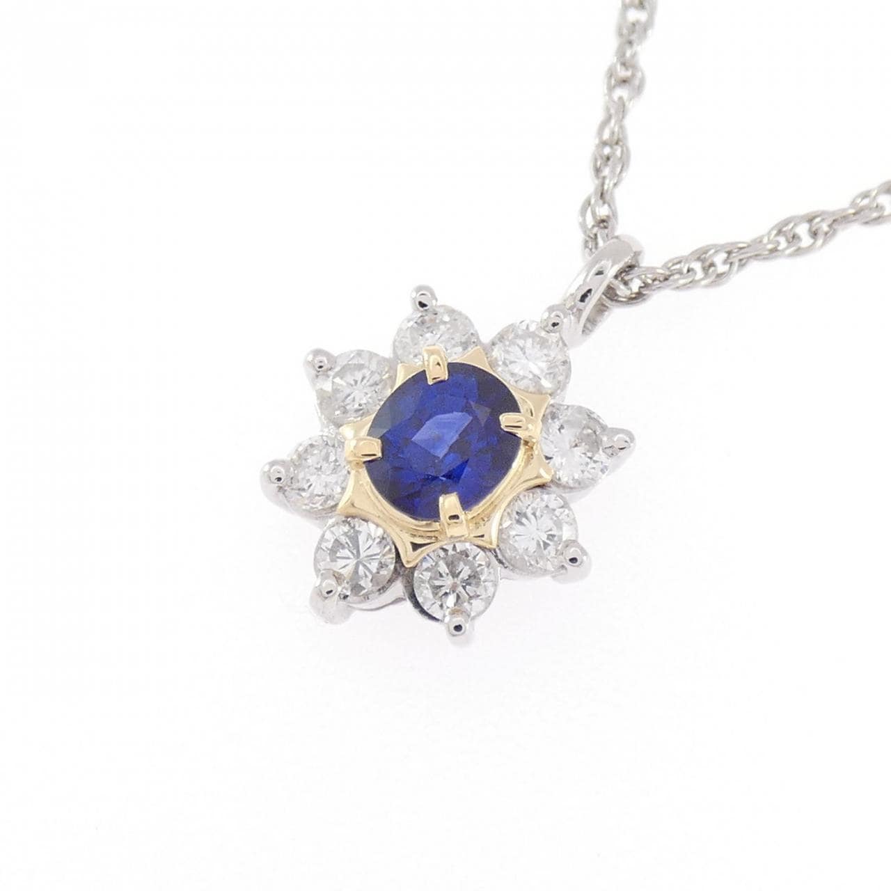 PT900/K18YG/PT850 サファイヤ ネックレス 0.64CT