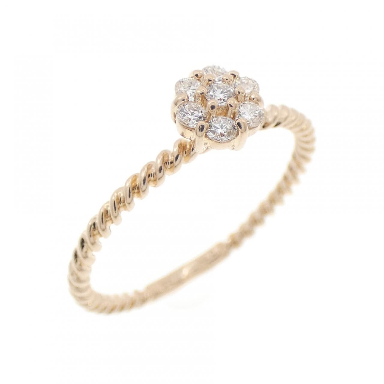 K18PG フラワー ダイヤモンド リング 0.11CT