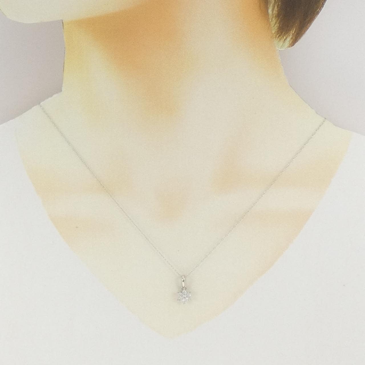 PT900/PT850 フラワー ダイヤモンド ネックレス 0.30CT