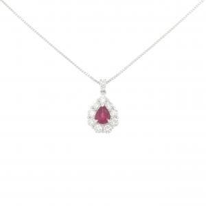 PT900/PT850 ルビー ネックレス 0.55CT