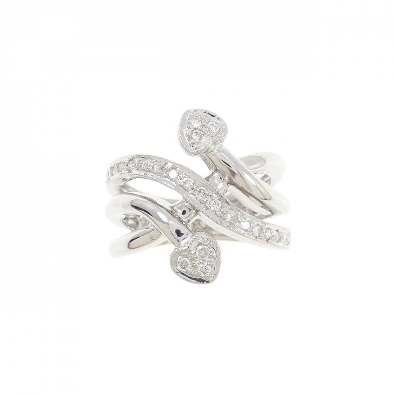 750WG ハート ダイヤモンド リング 0.13CT