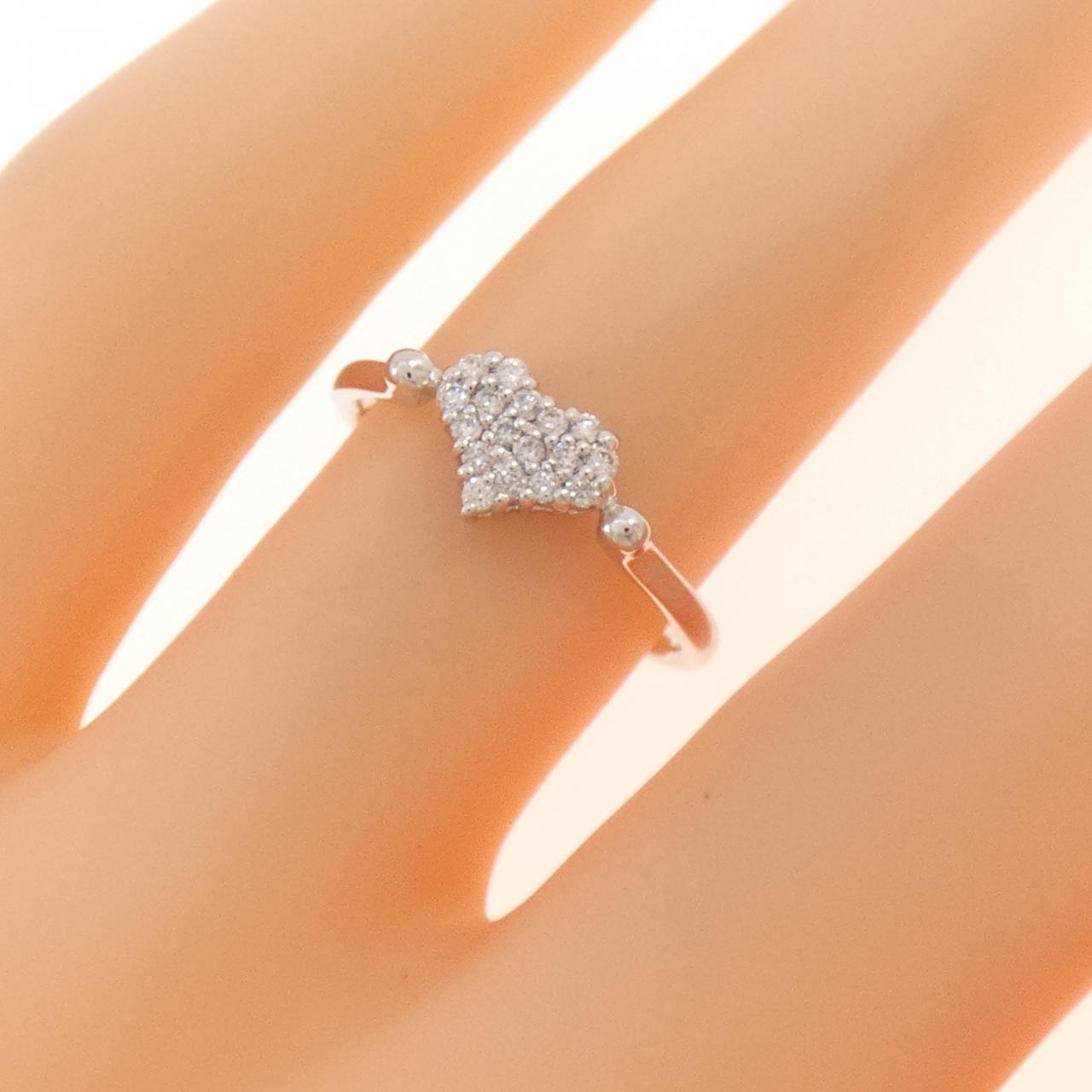 K18WG パヴェ ハート ダイヤモンド リング 0.10CT