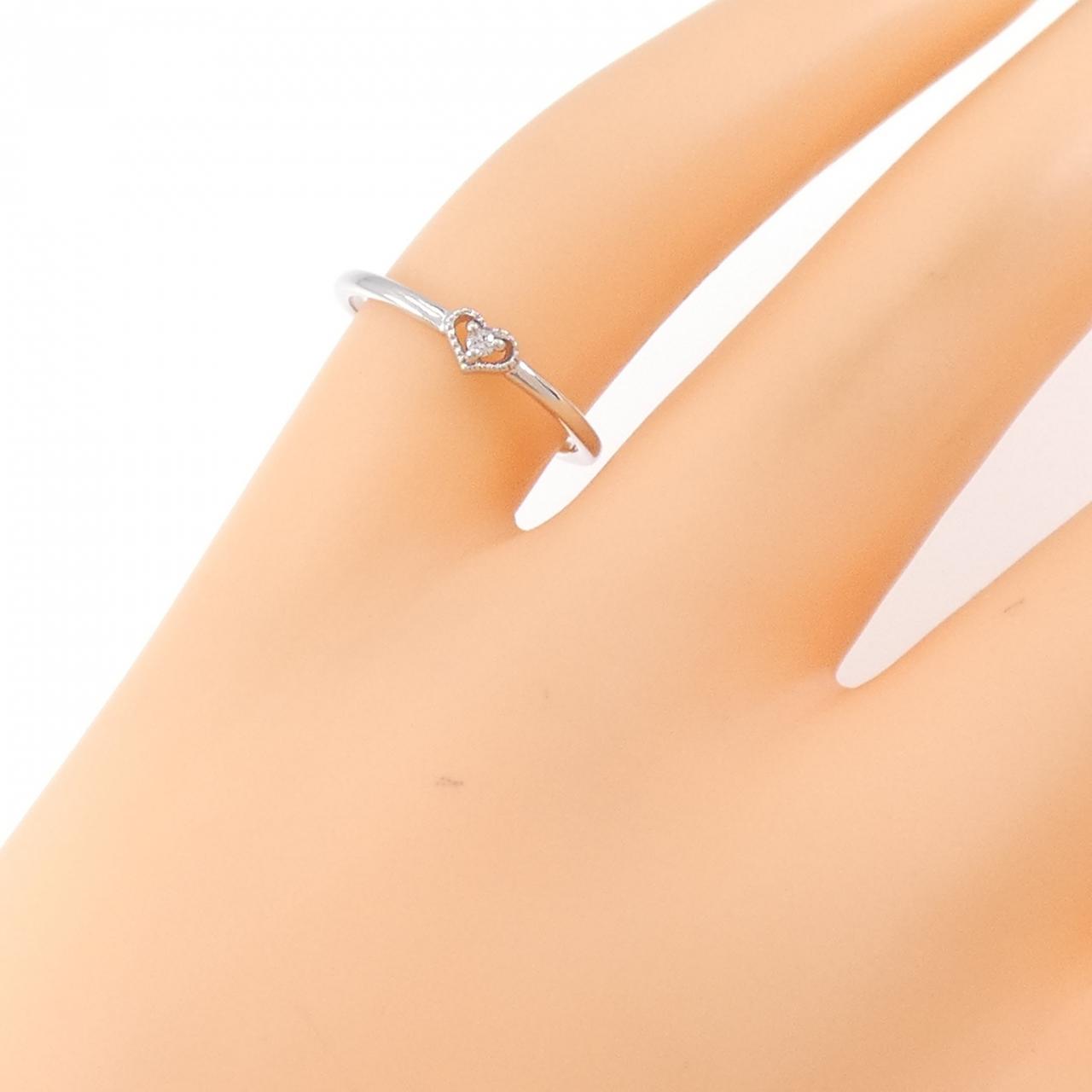 K18WG ハート ダイヤモンド リング 0.01CT