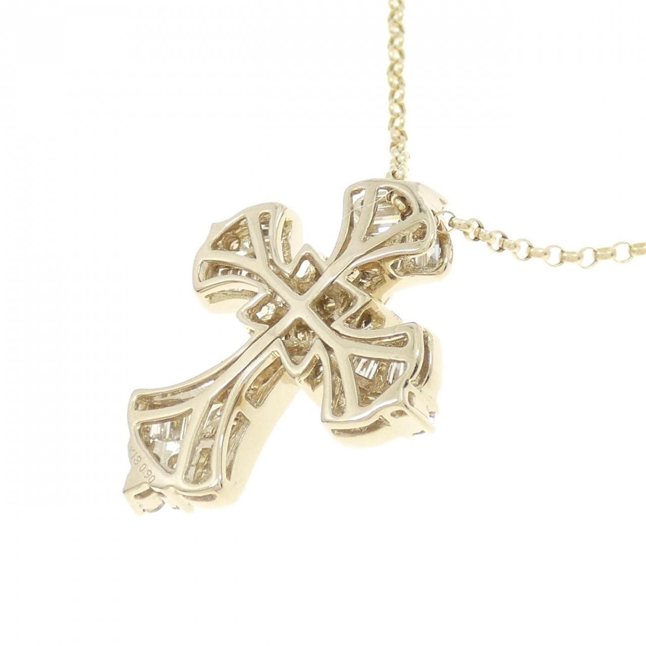 K18YG クロス ダイヤモンド ネックレス 0.90CT