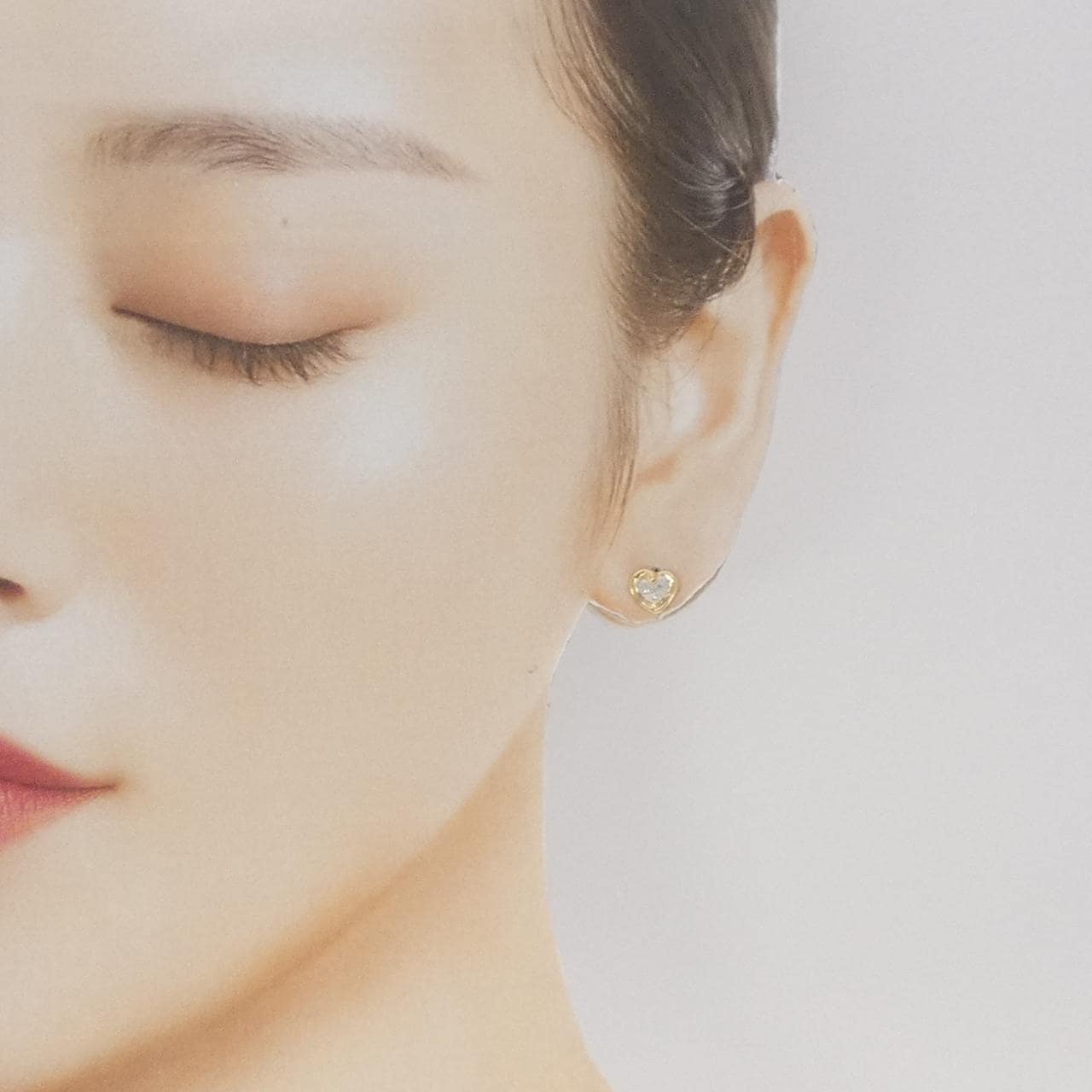 K18YG/PT900 ハート ダイヤモンド ピアス 0.03CT