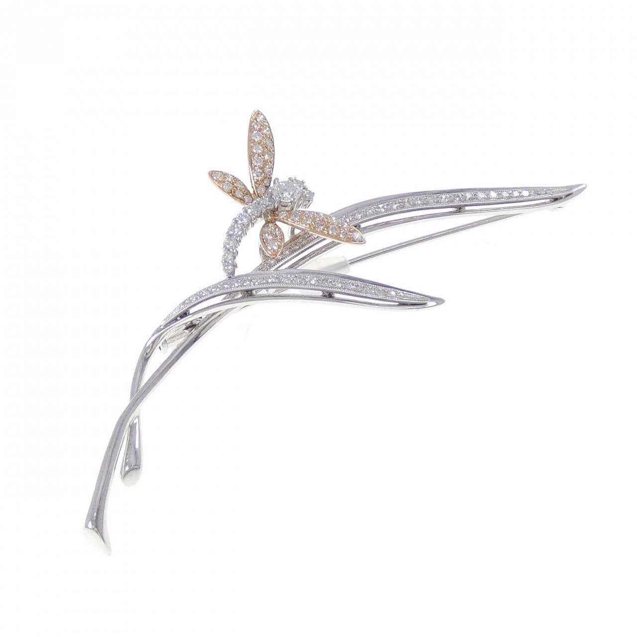 K18WG/K18PG ダイヤモンド ブローチ 0.90CT