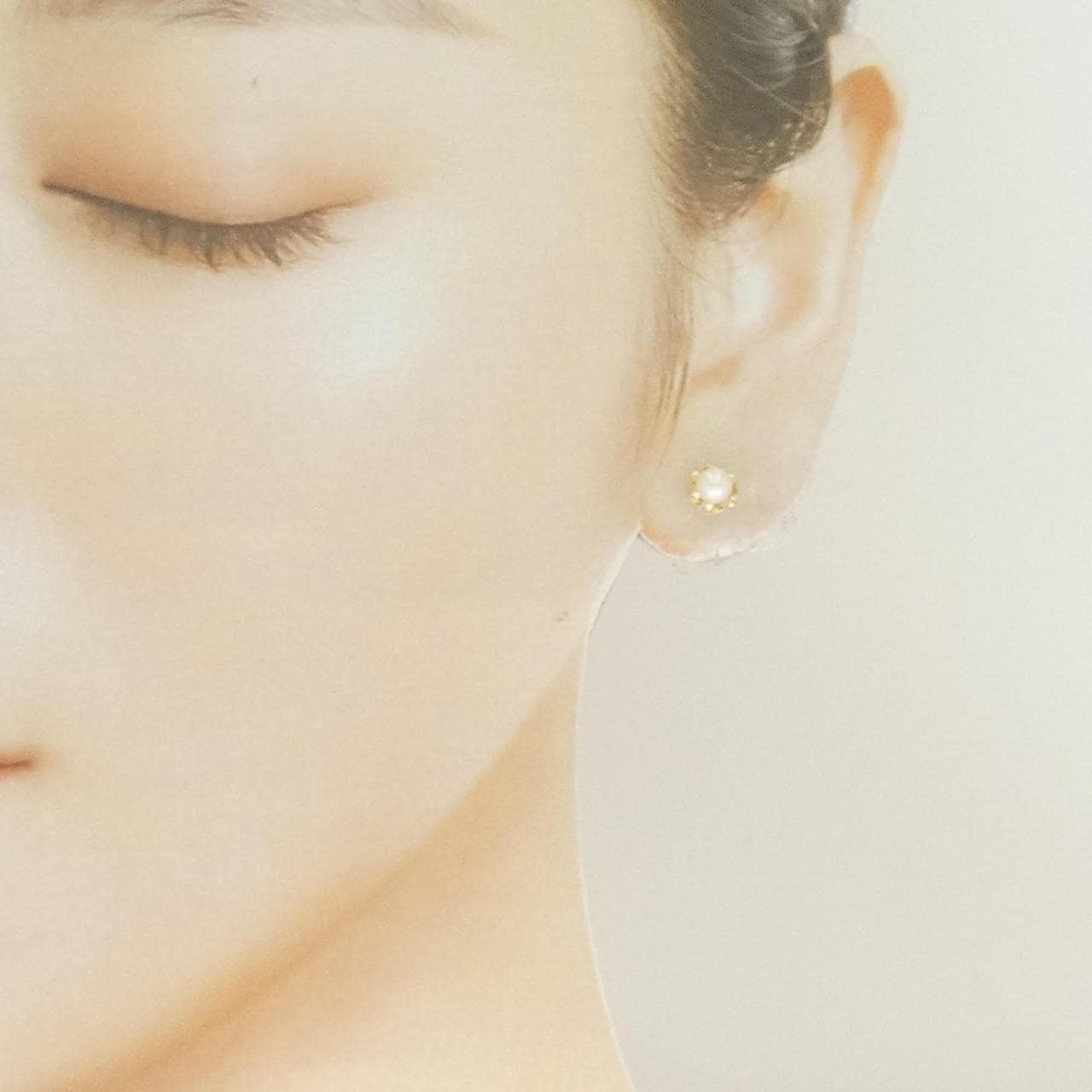 K18YG 淡水パール ピアス 4.2mm