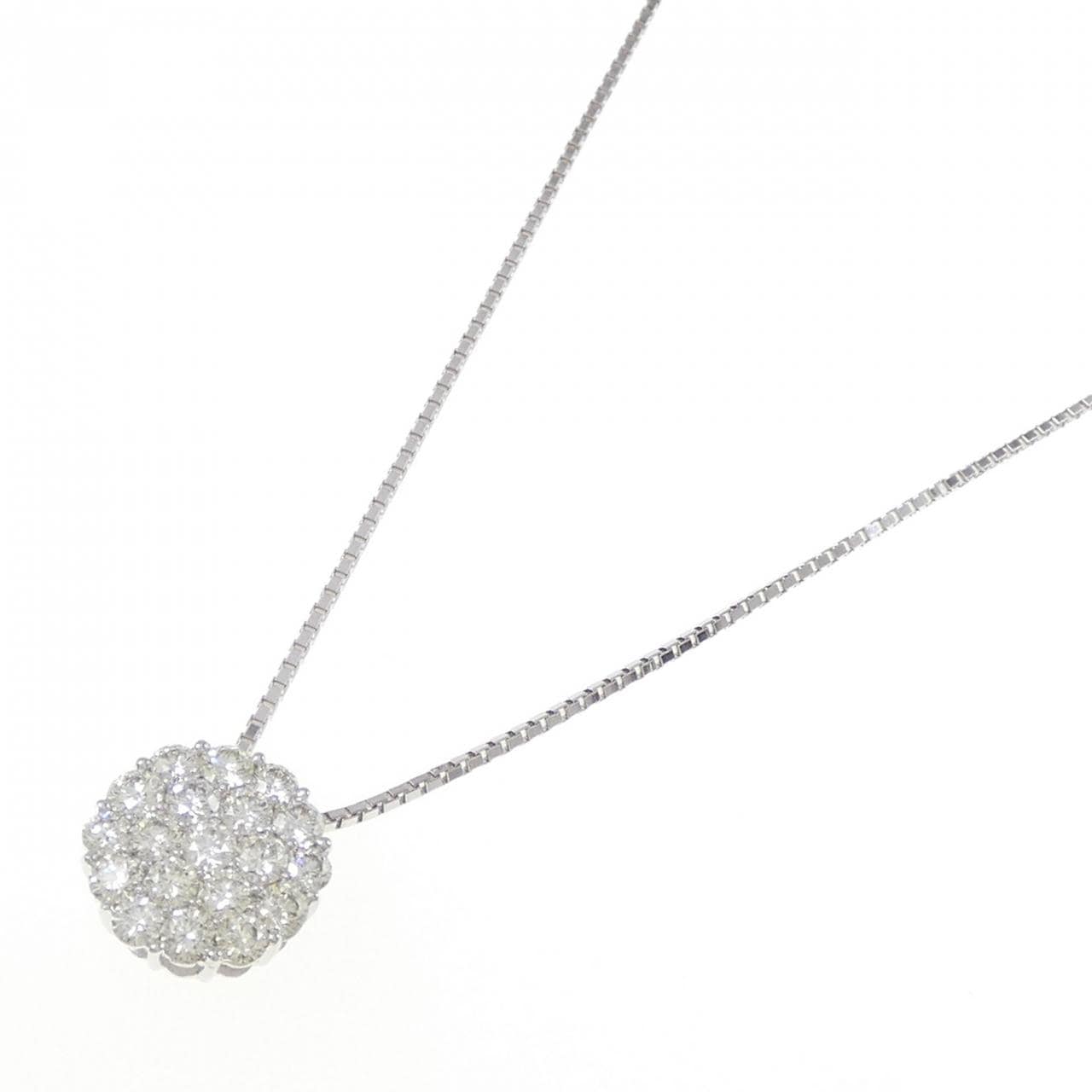 K18WG パヴェ ダイヤモンド ネックレス 1.00CT