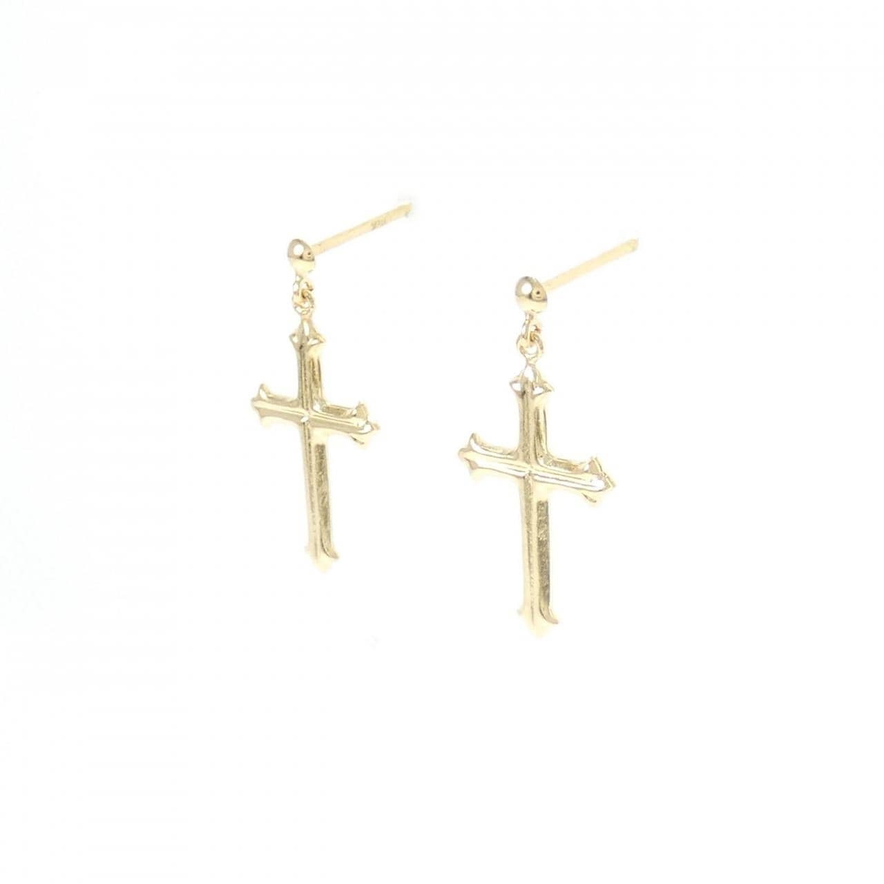 【新品】K18YG クロス ピアス