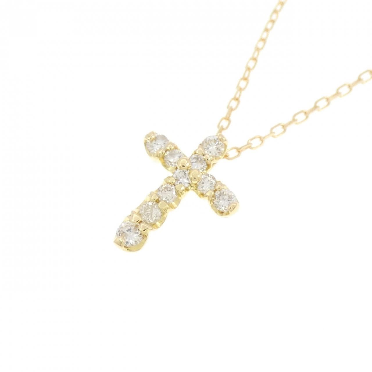 K18YG クロス ダイヤモンド ネックレス 0.20CT