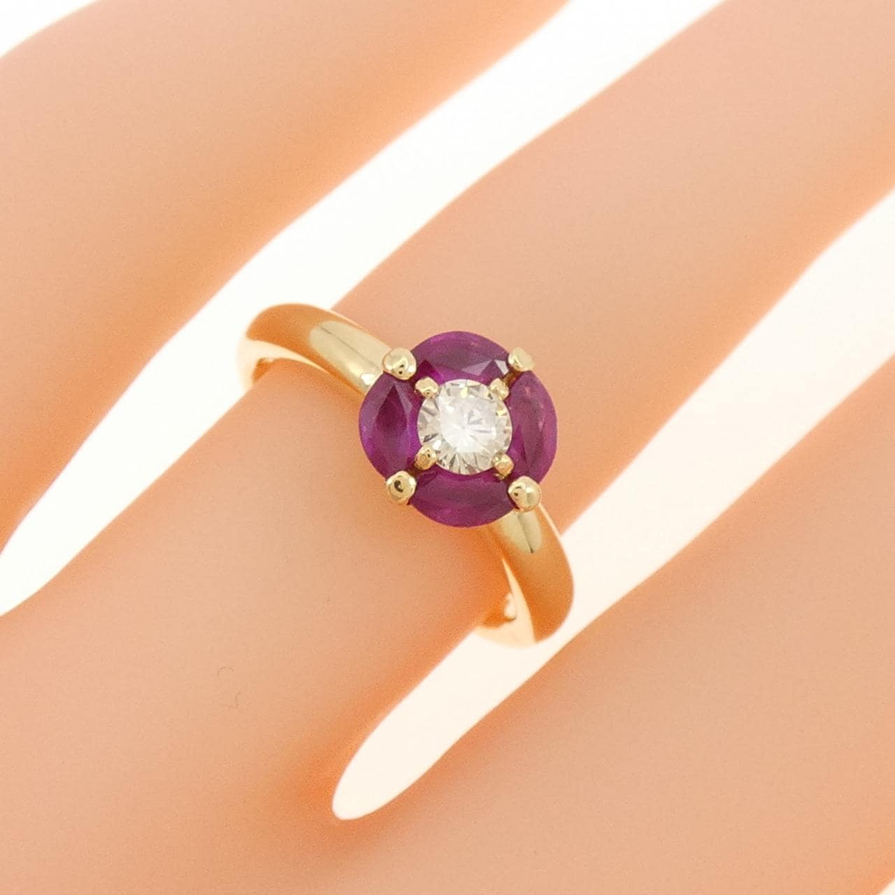 K18YG ルビー リング 0.56CT
