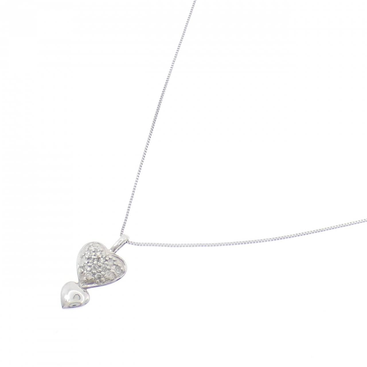 K18WG heart Diamond necklace 0.1CT