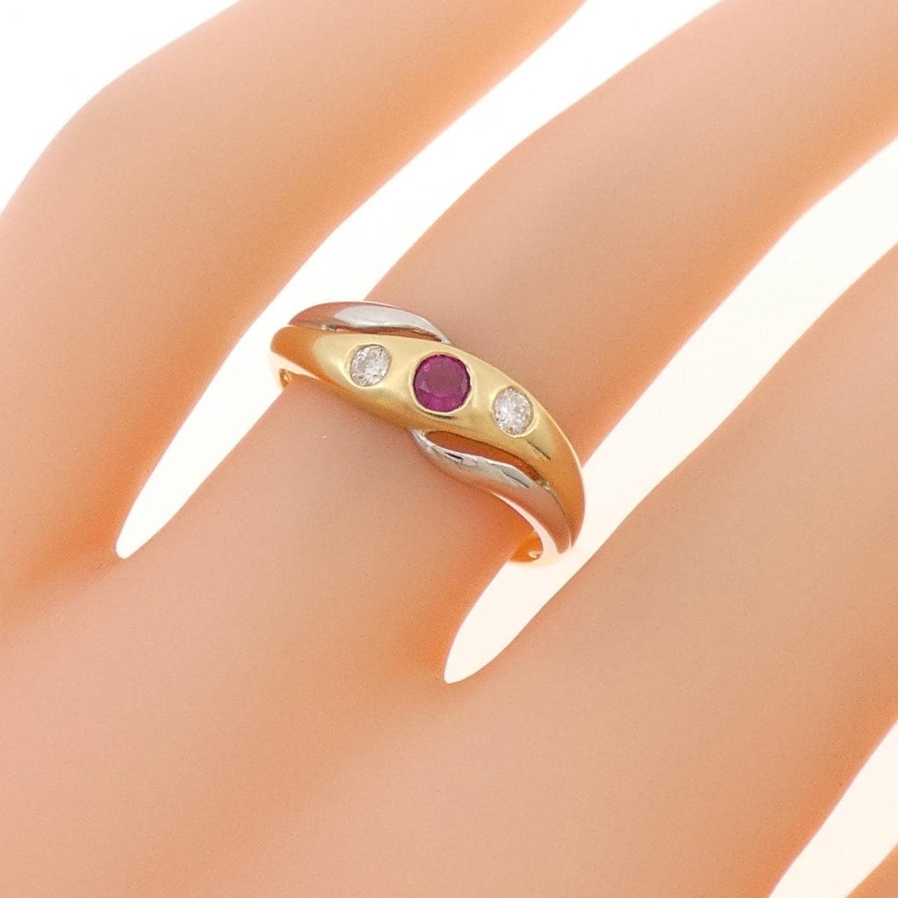 K18YG/K18WG ルビー リング 0.14CT