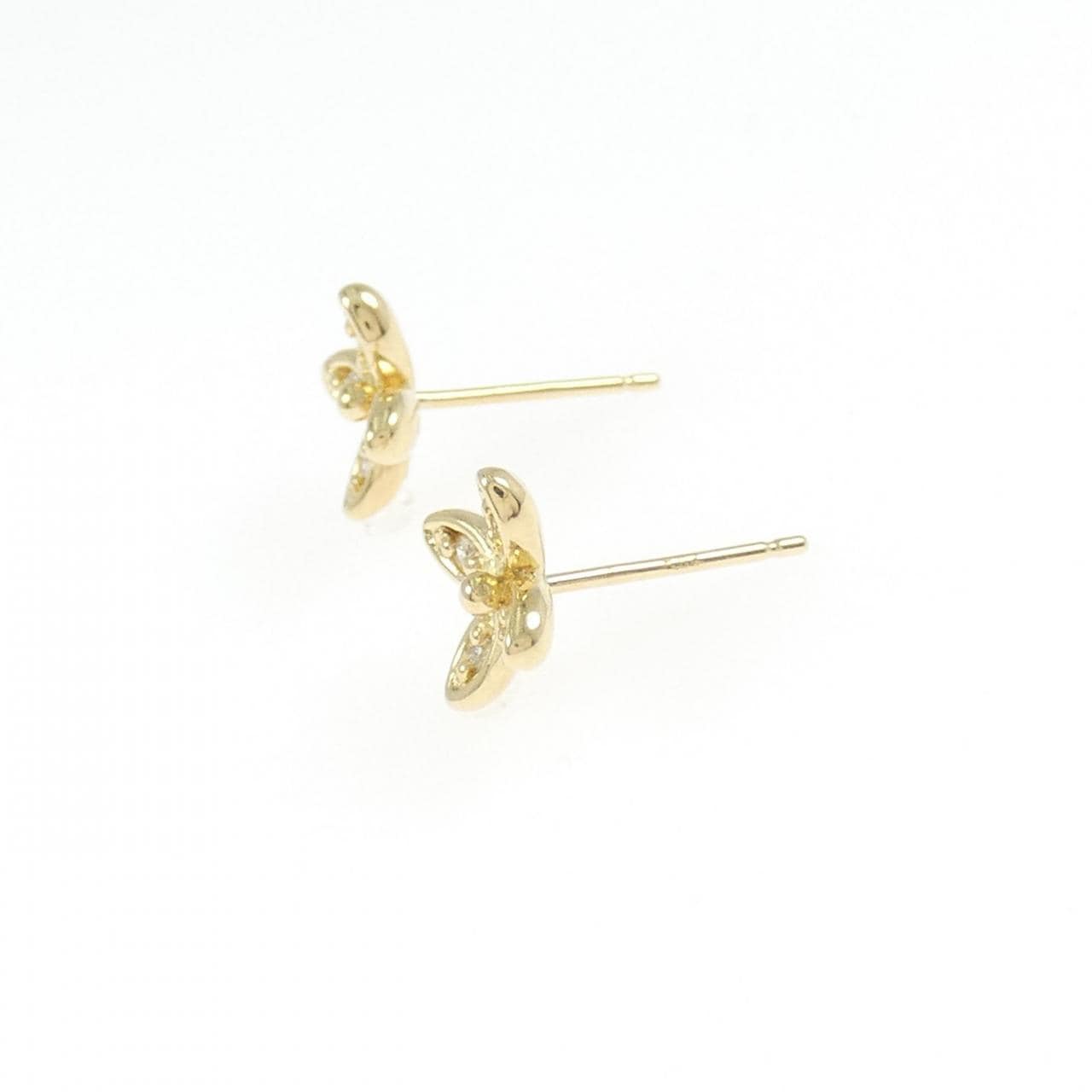 K18YG フラワー ダイヤモンド ピアス 0.04CT