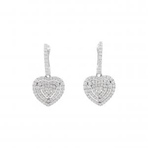 K18WG ハート ダイヤモンド ピアス 1.24CT