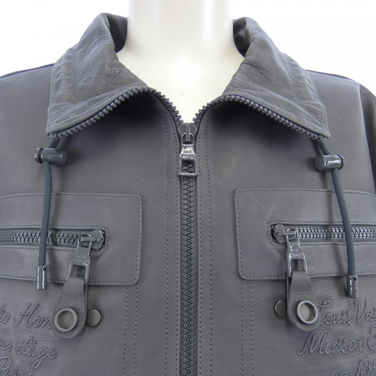 ルイヴィトン LOUIS VUITTON エンブロイダリーレザーミックスブルゾン HNL02WTHA レザージャケット
