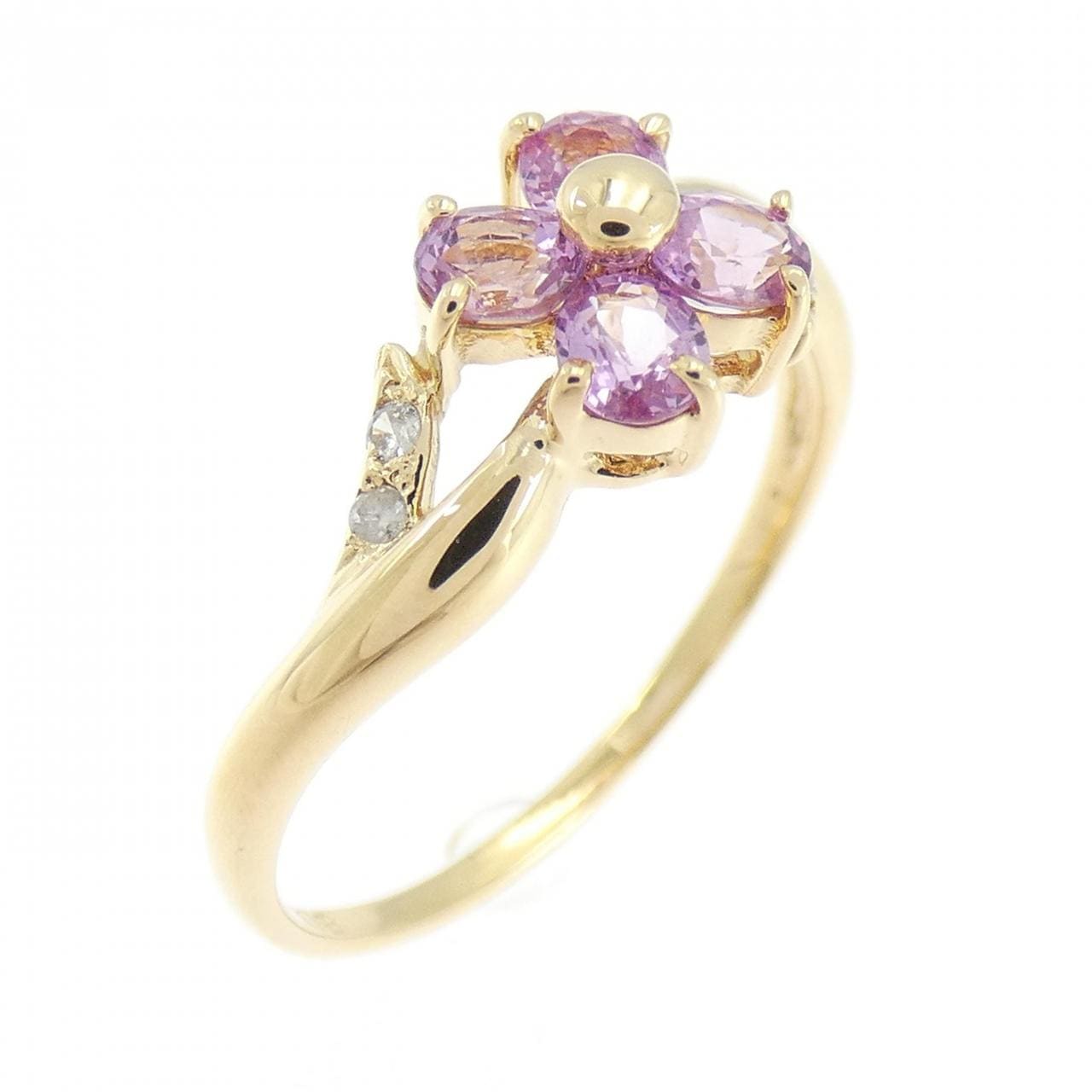 K18YG フラワー サファイヤ リング 0.60CT