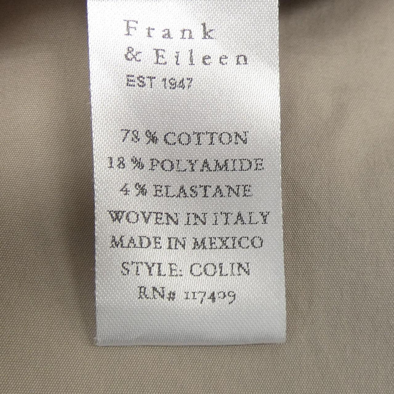 フランクアンドアイリーン FRANK&EILEEN シャツ