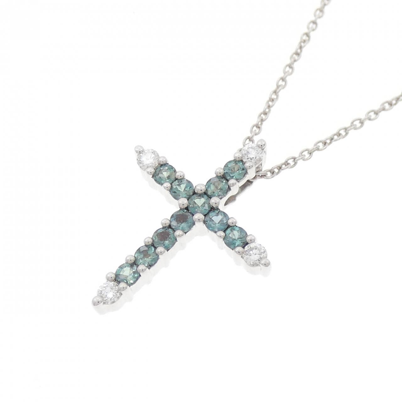 K18WG/750WG クロス アレキサンドライト ネックレス 0.40CT
