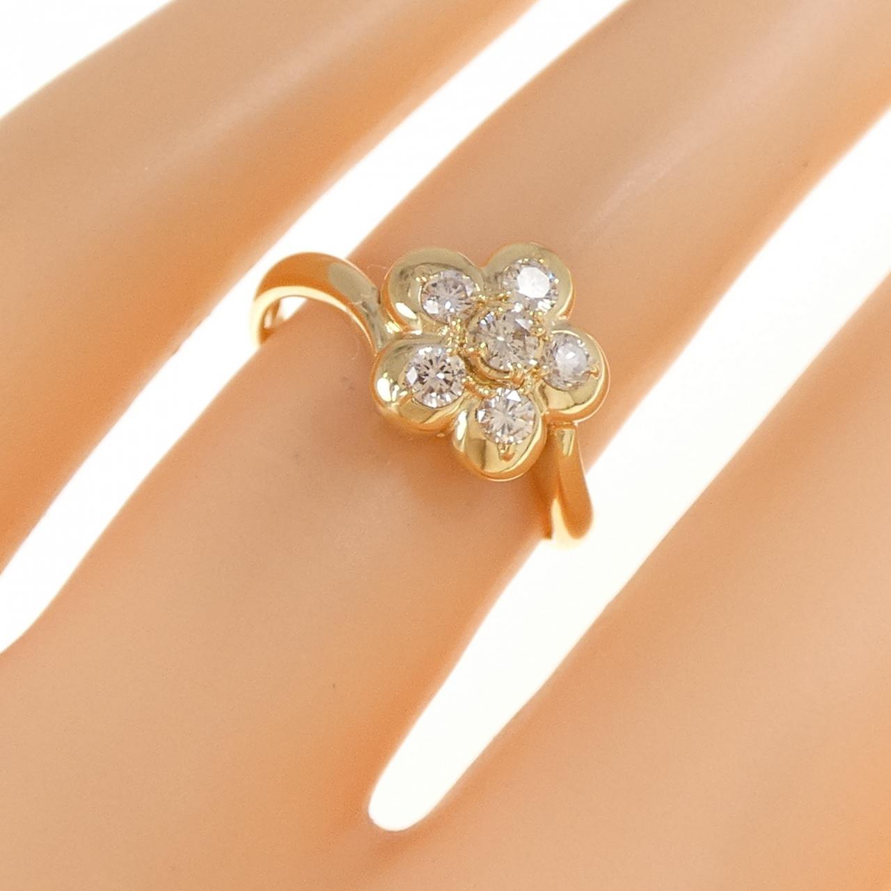 K18YG フラワー ダイヤモンド リング 0.30CT