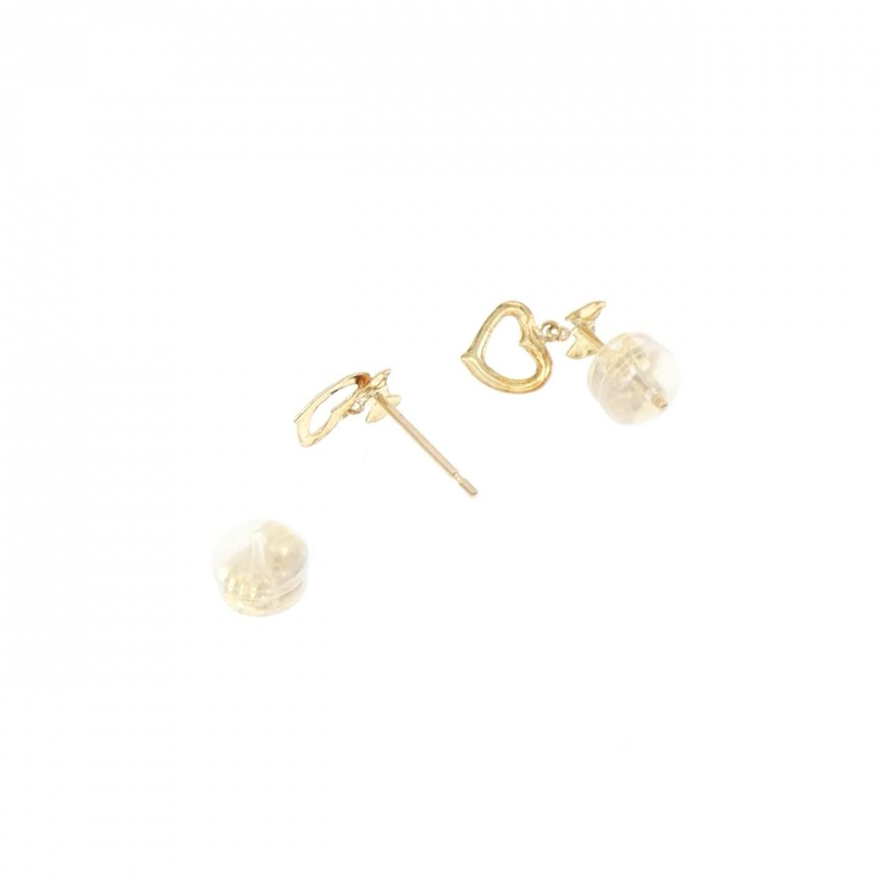 K18YG Ribbon x Heart Earrings
