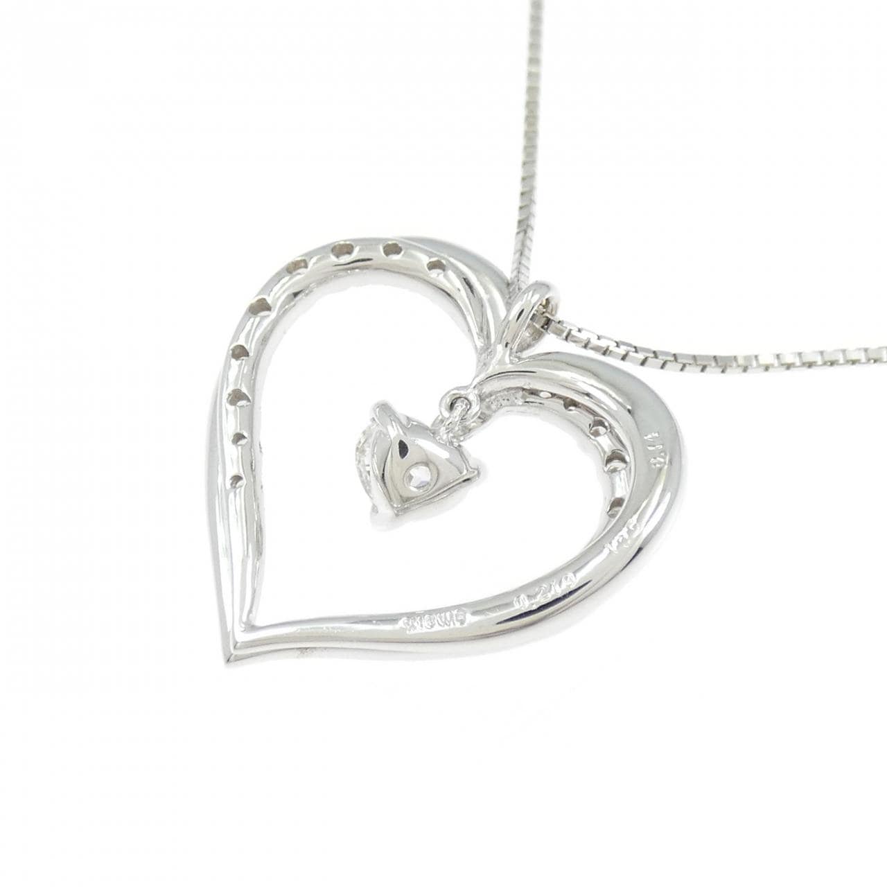 K18WG ハート ダイヤモンド ネックレス 0.219CT