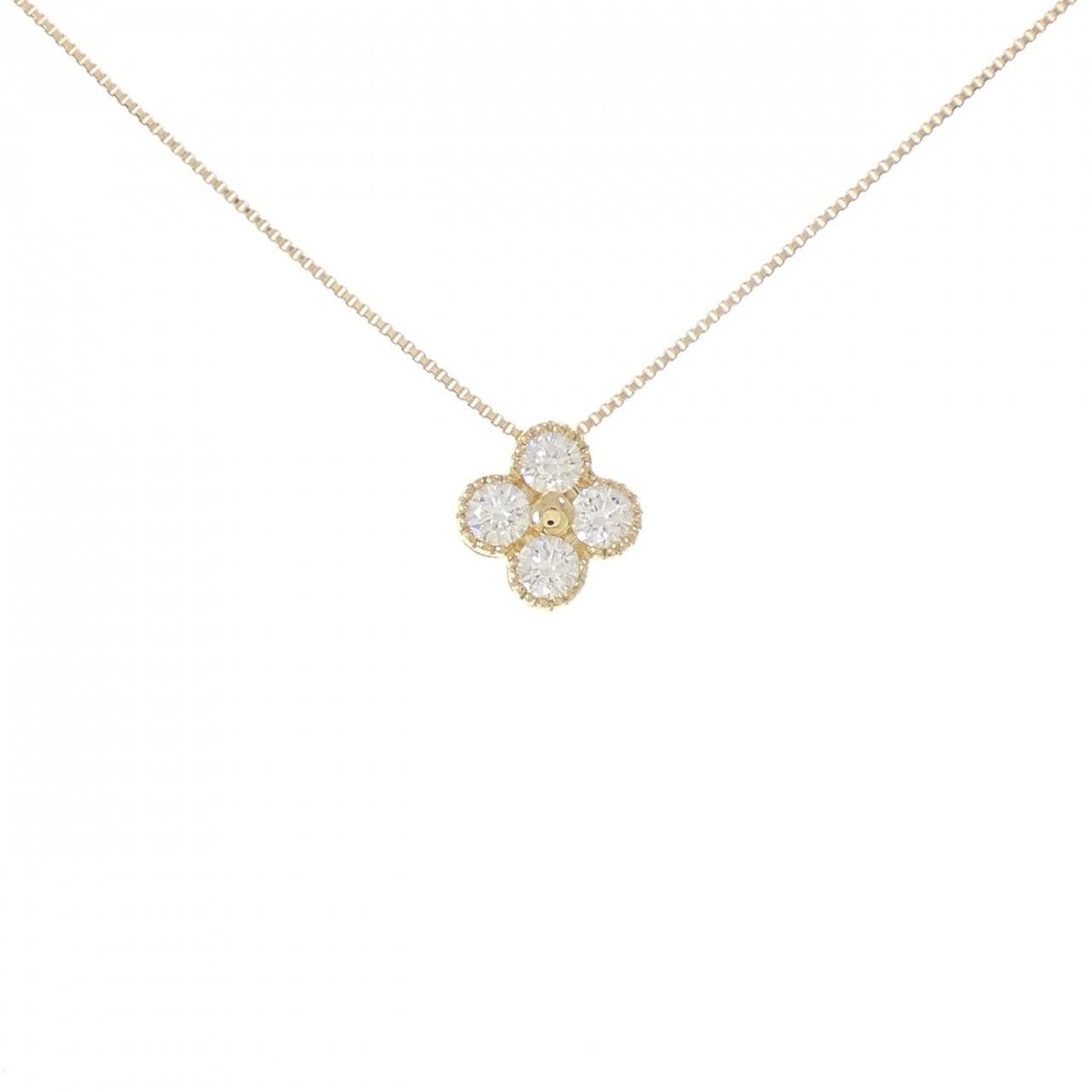 【新品】K18YG フラワー ダイヤモンド ネックレス 0.302CT