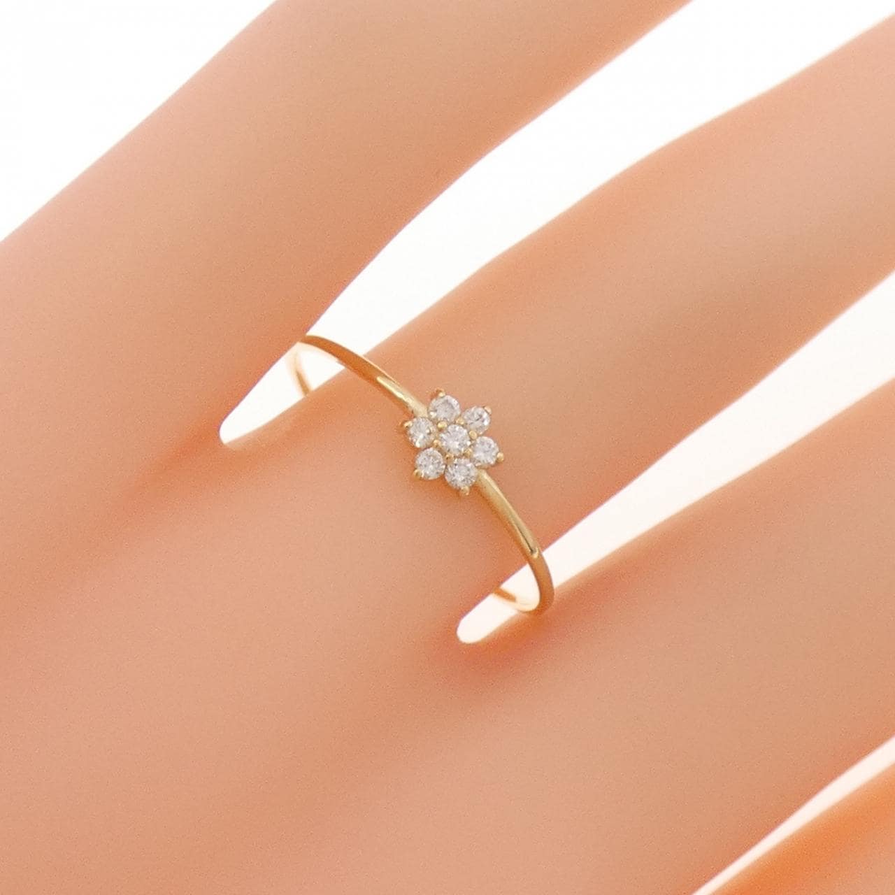 [Remake] K18YG Flower Diamond Ring 0.10CT