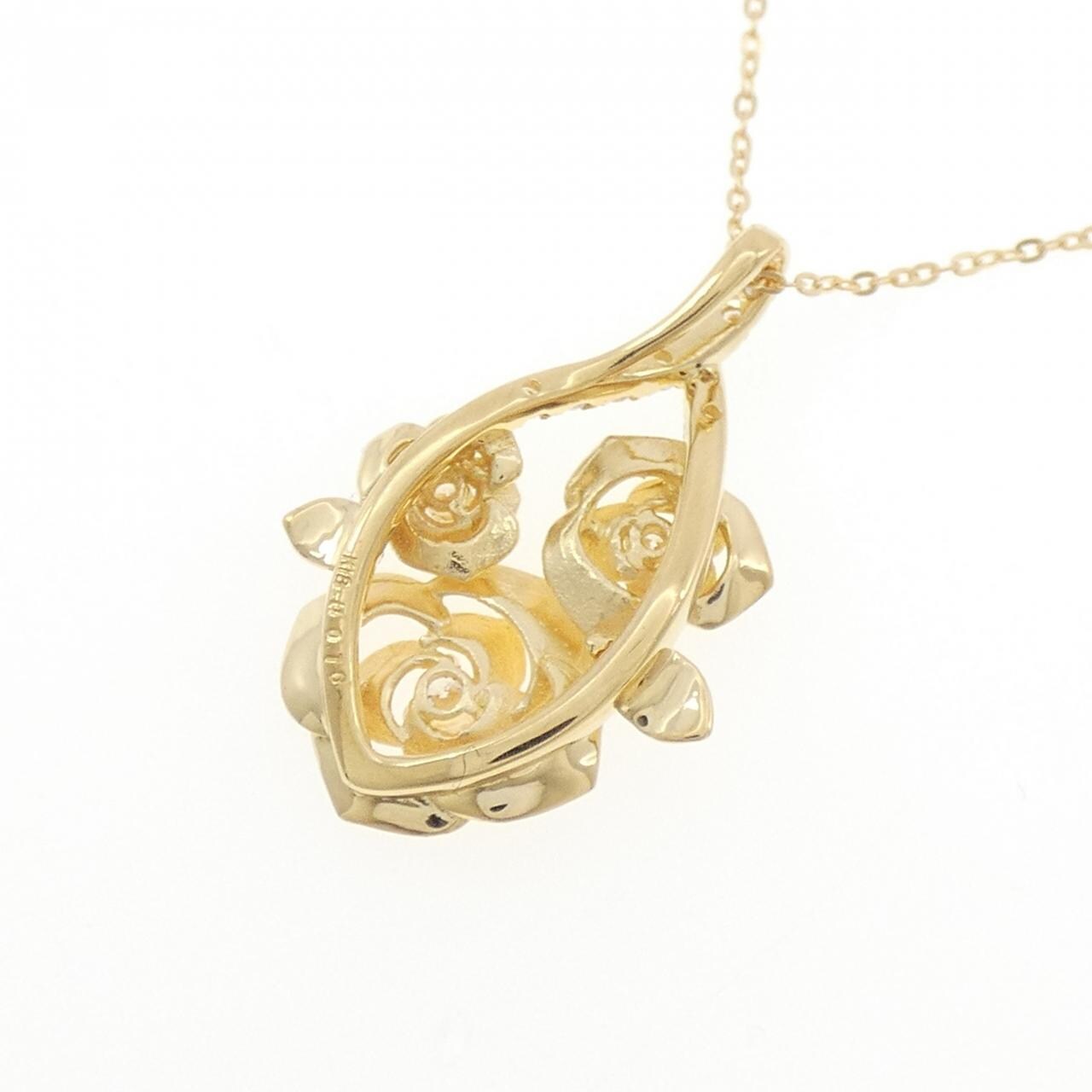 K18YG ローズ ダイヤモンド ネックレス 0.16CT