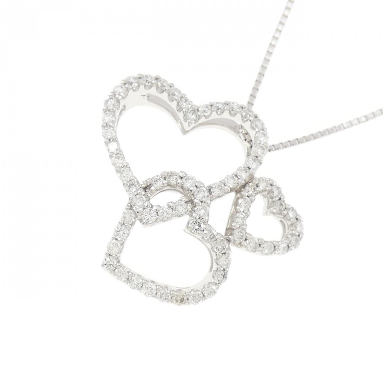 K18WG ハート ダイヤモンド ネックレス 0.50CT
